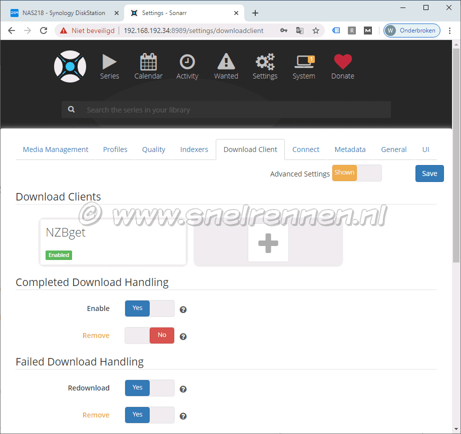 Sonarr, download client-part 2