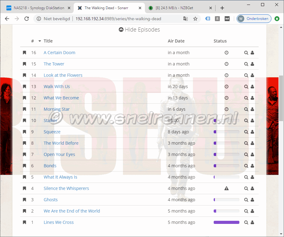 Sonarr, toegevoegde serie