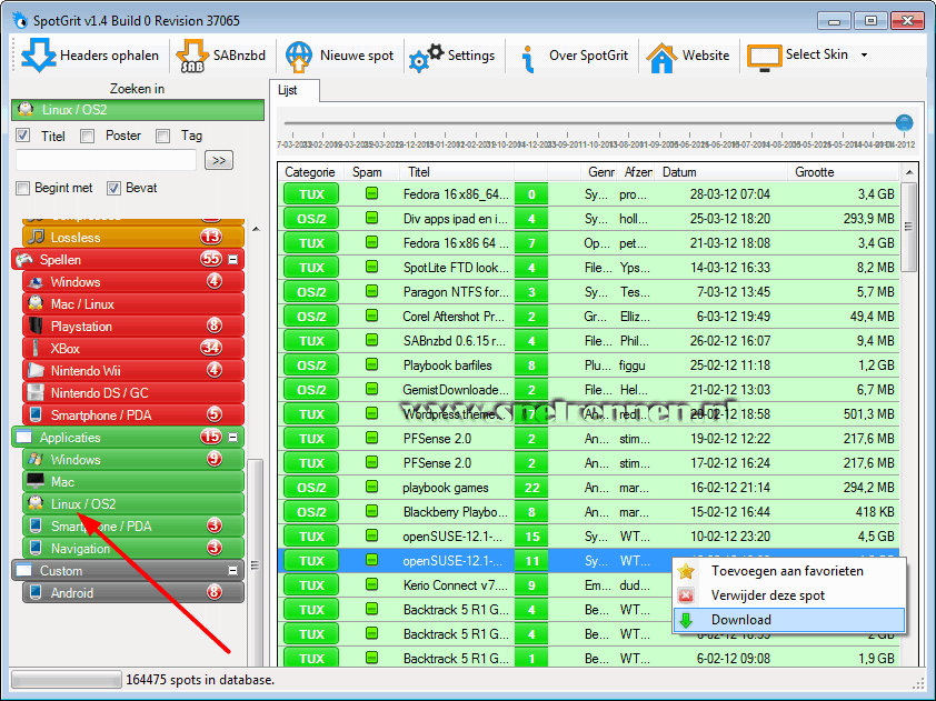 SpotGrit, Linux spotoverzicht