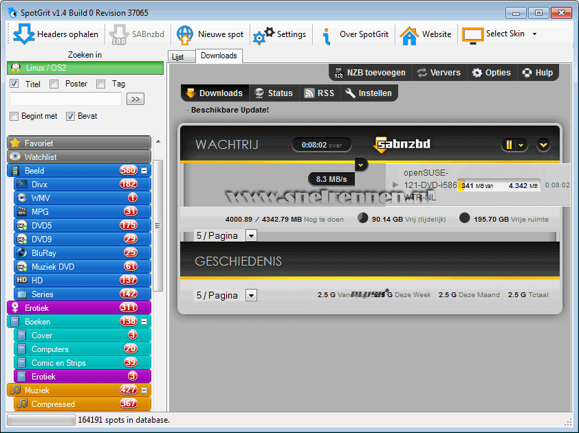 SpotGrit, downloaden met SABnzbd