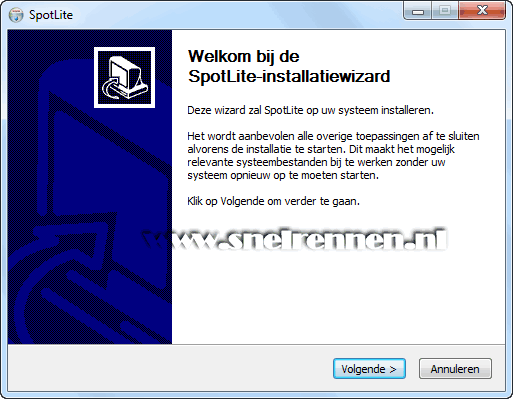 SpotLite, installatiewizard 