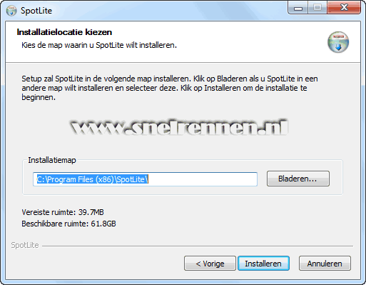 SpotLint, installatielocatie kiezen