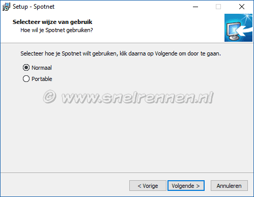 Spotnet, selecteer wijze van gebruik
