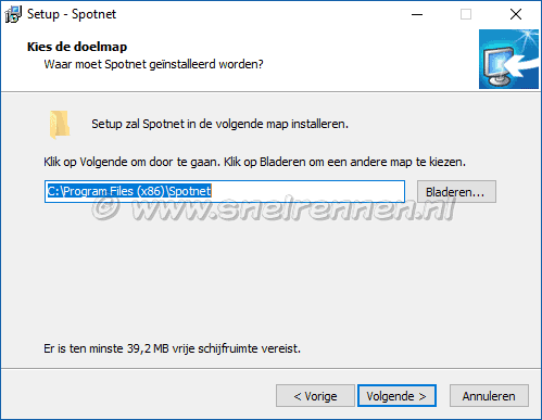 Spotnet, kies de doelmap