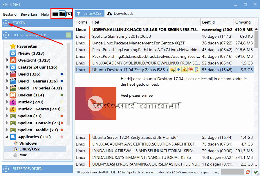 Spots overzicht in Spotweb 2.0