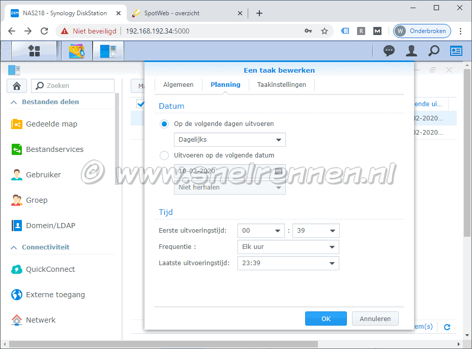 Spotweb taak planning bewerken
