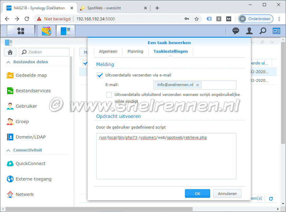 Dagelijkse updates voor Spotweb in de taakplanner