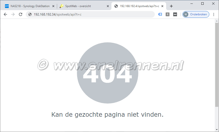 Spotweb API key niet bereikbaar