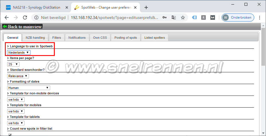 Spoweb Nederlandstalig maken