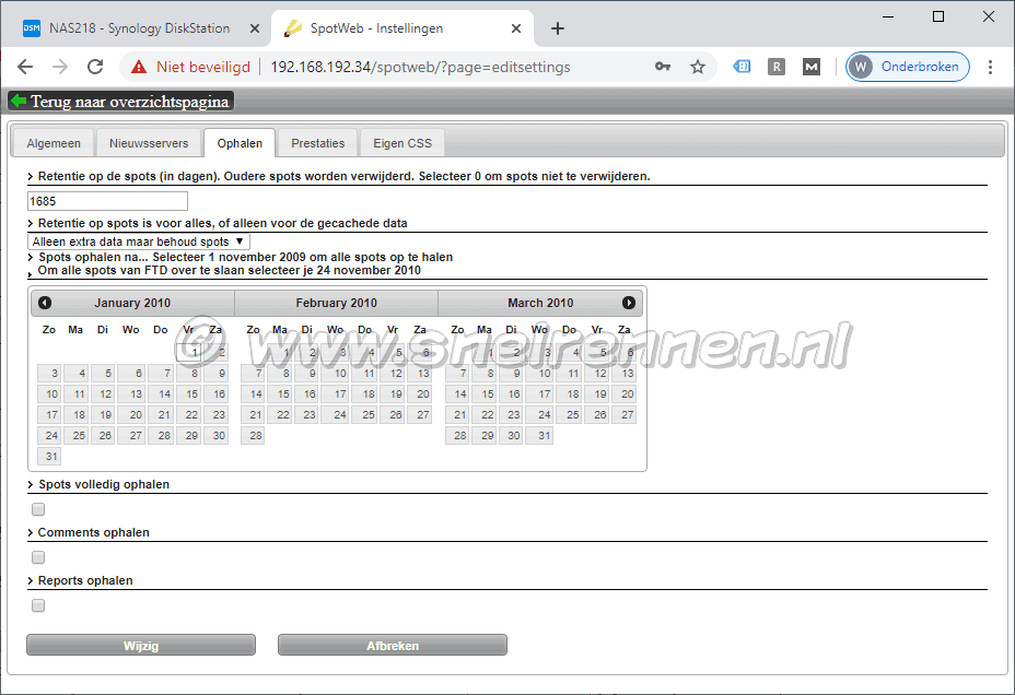 Spotweb installeren, tabblad ophalen