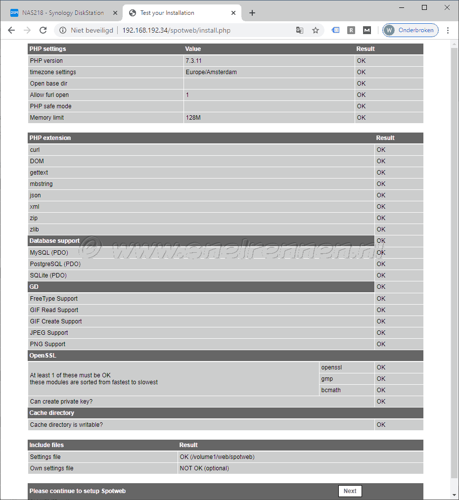 Spotweb installatie, PHP instellingen controleren