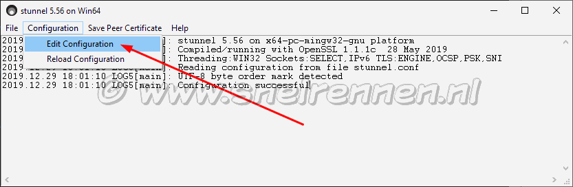 Stunnel, edit configuratiion