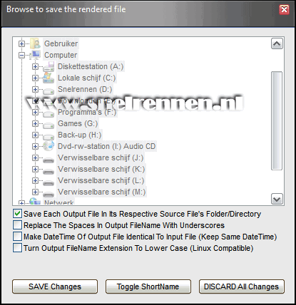 SUPER, output file save management