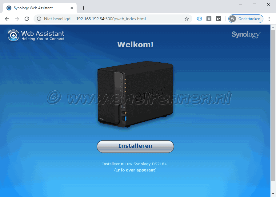 Synology Web Assistant, verbinding maken met de NAS