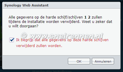 Synology Web Assistant, schijven wissen