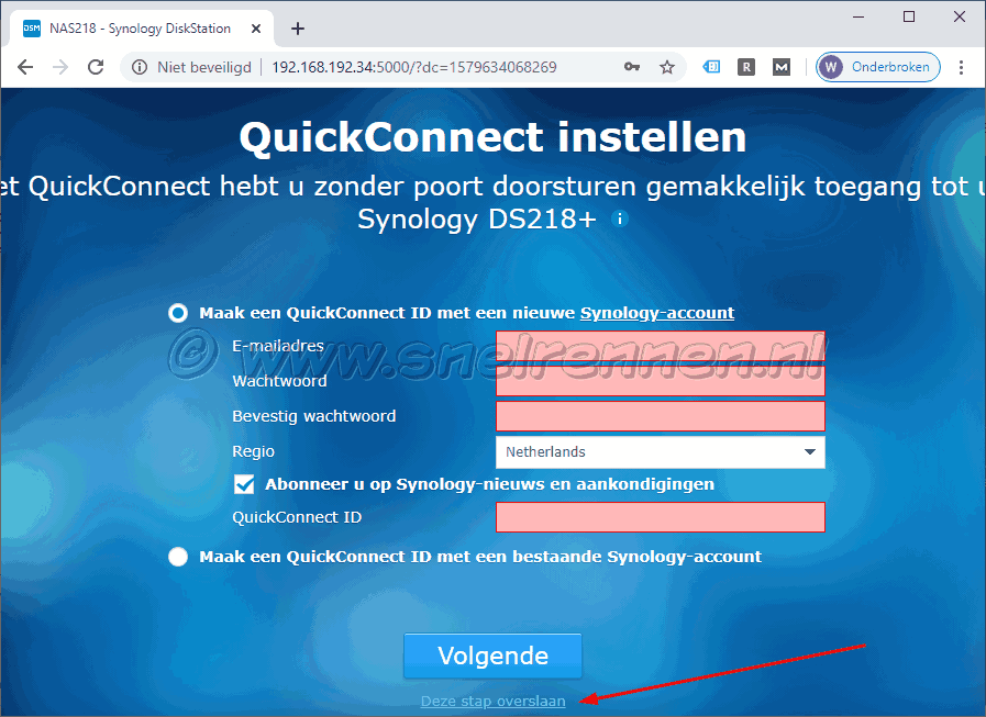 Synology Web Assistant, QuickConnect instellen