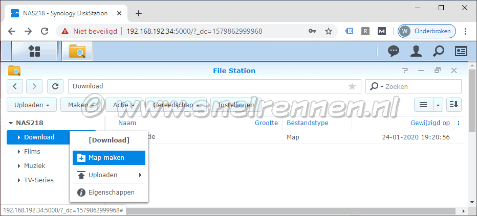 file station, nieuwe map maken
