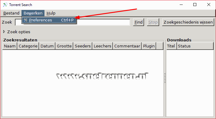 Torrent Search, preferences