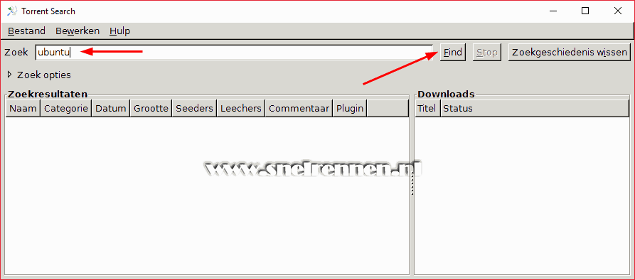 Torrent Search, zoekopdracht 