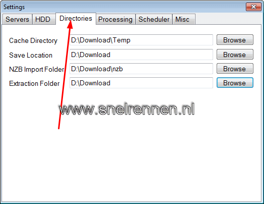 Unzbin settings, directories