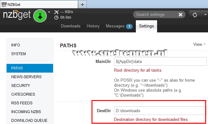 NZBGet, tabbald Paths