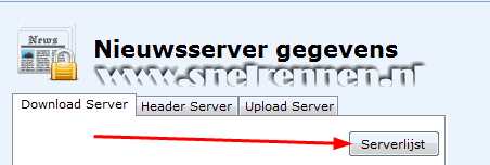 Usenet Collector, nieuwsserverlijst