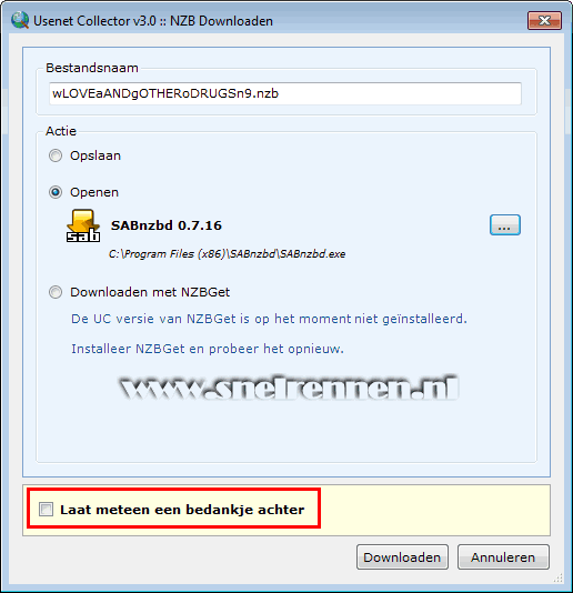 Usenet Collector, NZB downloaden