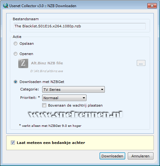 Usenet Collector, downloaden met NZBGet