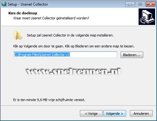 Usenet Collector, installatiemap