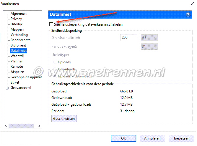 utorrent, tabblad transfer cap