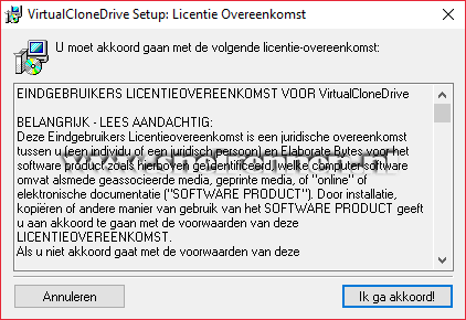 Virtual ClonDrive, licentie overeenkomst