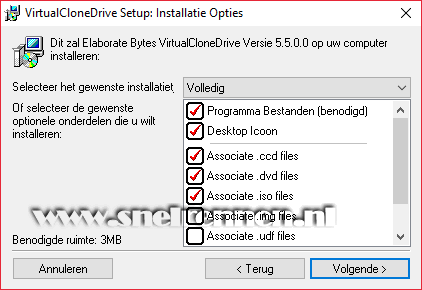 Virtual ClonDrive, installatie opties