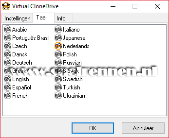 Virtual Clone Drive, taal instellen