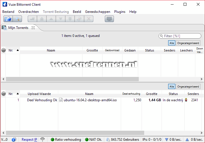 Vuz, deelverhouding (ratio) bereikt