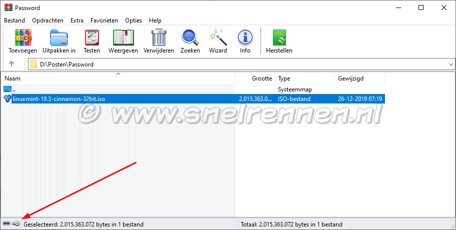 WinRAR, wachtwoord inschakelen