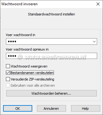 WinRAR, standaardwachtwoord opgeven