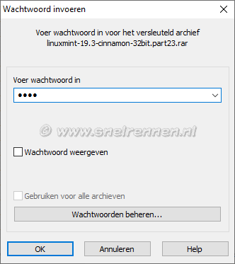 WinRAR, wachtwoord opgeven