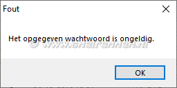 WinRAR, wachtwoord ongeldig