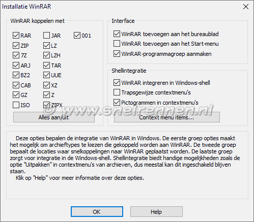 WinRAR, setup