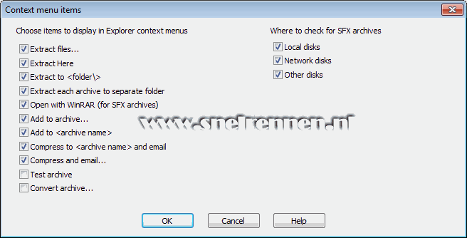 WinRar, context menu items