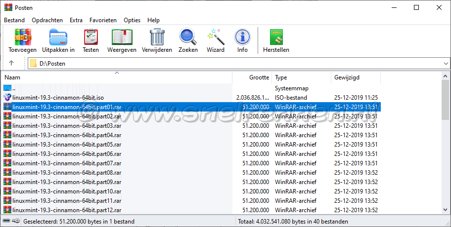 WinRAR, inpakken gereed