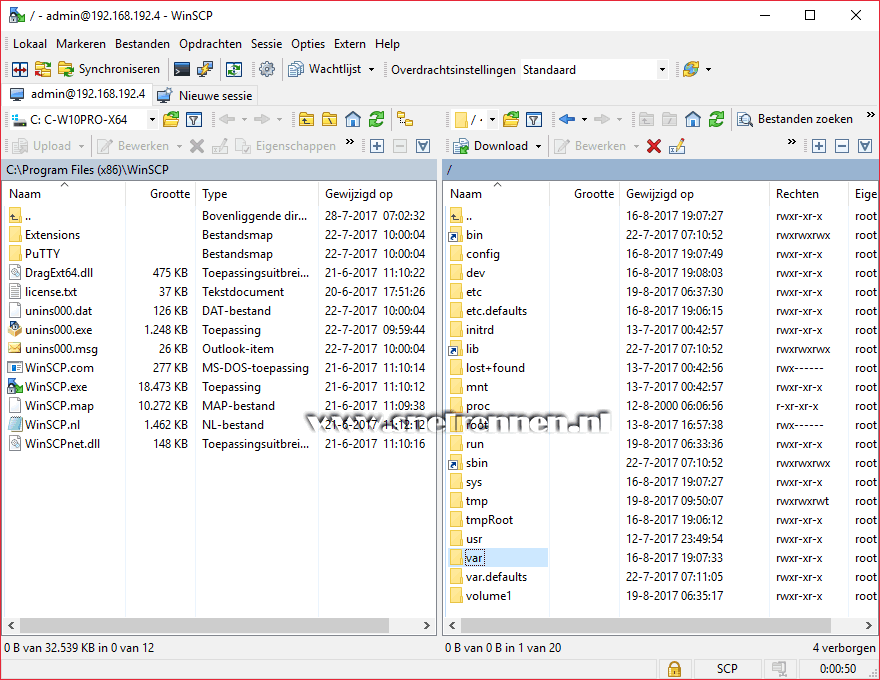 WinSCP, startscherm