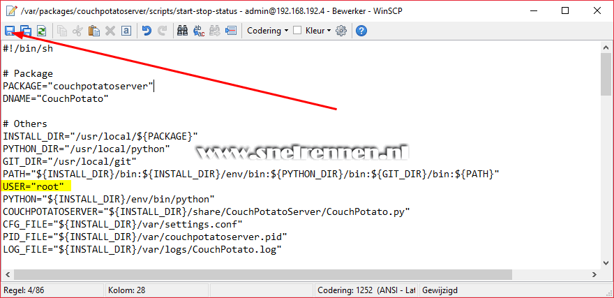 Start-stop-status script CouchPotato bewerken