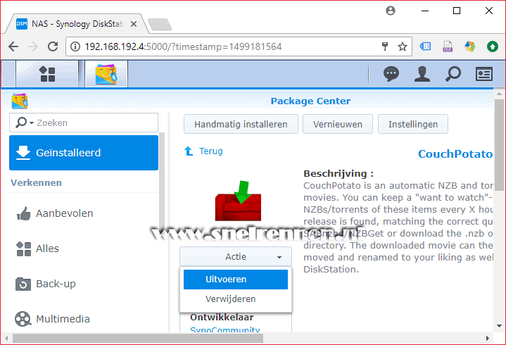 CouchPotato, uitvoeren! 