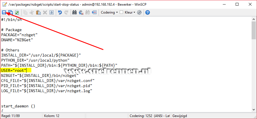 Start-stop-status script bewerken